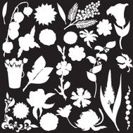 Vector silhouette of different flowers N6
