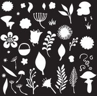 Vector silhouette of different flowers N7