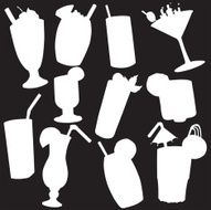 Vector silhouette of various beverages N2