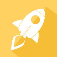 Flat Design Yellow Rocket Icon