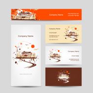 Business cards design with retro house sketch N2