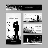 Couple kissing business cards for your design N2