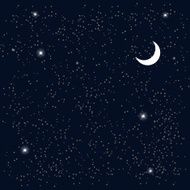 Space Starry Sky with the Moon Vector Illustration