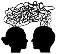 man and woman thinking on same way idea concept vector N2