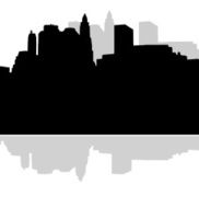 Lower Manhattan Silhouette On White Background N3