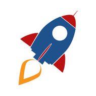 Blue and Red Silhouette Rocket
