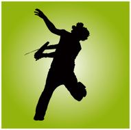 Jumping guitar man - vector
