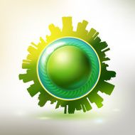 Eco friendly green city label with button