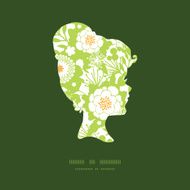 Vector green and golden garden silhouettes girl portrait silhouette pattern