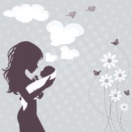 Silhouette Mom and Baby N2