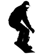 Black silhouette snowboarder