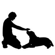 Vector silhouette of a man with dog N46