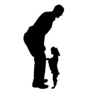 Vector silhouette of a man with dog N49