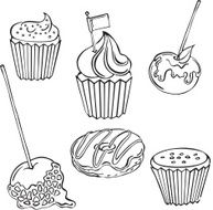 Vector silhouette of a variety sweets