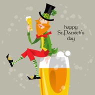 Leprechaun with a beer St Patrick&rsquo;s Day Greeting card N3