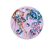 Watercolor background with jellyfish and turtles