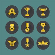 Vector Trophy Prize and Award Icons Set