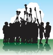 Lacrosse Team Victory Huddle Silhouette
