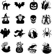 Halloween black and white icons
