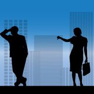 Vector silhouette of a business people N7