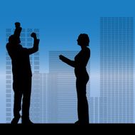 Vector silhouette of a business people N9