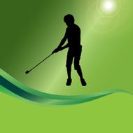 Vector silhouette of a man playing golf