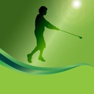 Vector silhouette of a man playing golf N2