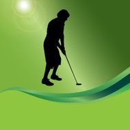 Vector silhouette of a man playing golf N4