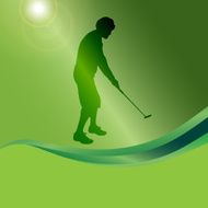 Vector silhouette of a man playing golf N5
