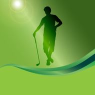 Vector silhouette of a man playing golf N6