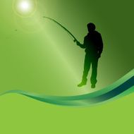 Vector silhouette of a man who fishes