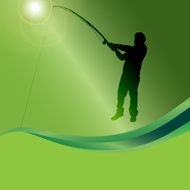 Vector silhouette of a man who fishes N2