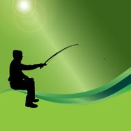 Vector silhouette of a man who fishes N3