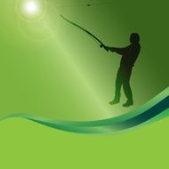 Vector silhouette of a man who fishes N5