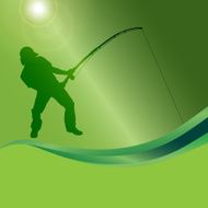 Vector silhouette of a man who fishes N6