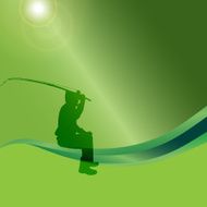 Vector silhouette of a man who fishes N9