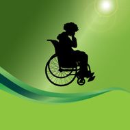 Vector silhouette of a man in wheelchair N5