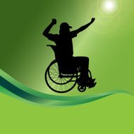 Vector silhouette of a man in wheelchair N7