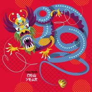 Chinese New Year Dragon dance Seamless background pattern N2