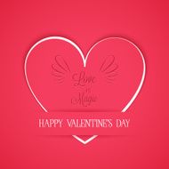 Valentines card with line heart and Love is Magic phrase N2