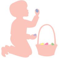 Easter Silhouette Boy with Basket and eggs N2