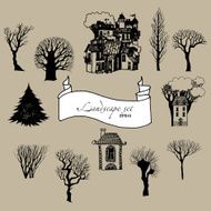 Landscape vector background set