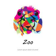 Colorful abstract silhouette of lion