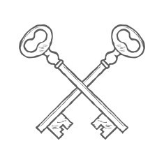 Crossed hand drawn keys design element vector N2