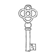 Hand Drawn Key isolated on white background vector N2