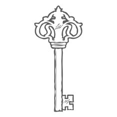 Hand Drawn Key isolated on white background vector N3