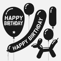 Silhouettes of balloons set cartoon vector illustration