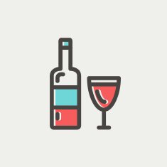 Bottle of whisky and a glass thin line icon N3