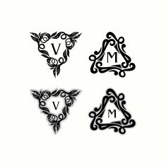 Vintage inspired sketch doodle freestyle monogram frame template