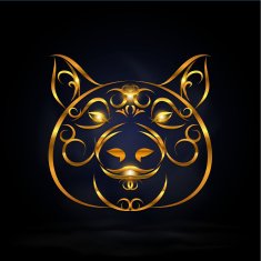 Gold pig symbol